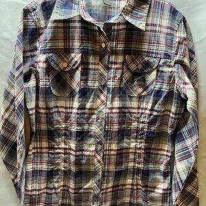 Not Of This World - Colorful Plaid Long Sleeve Shirt With Inspirational phrase